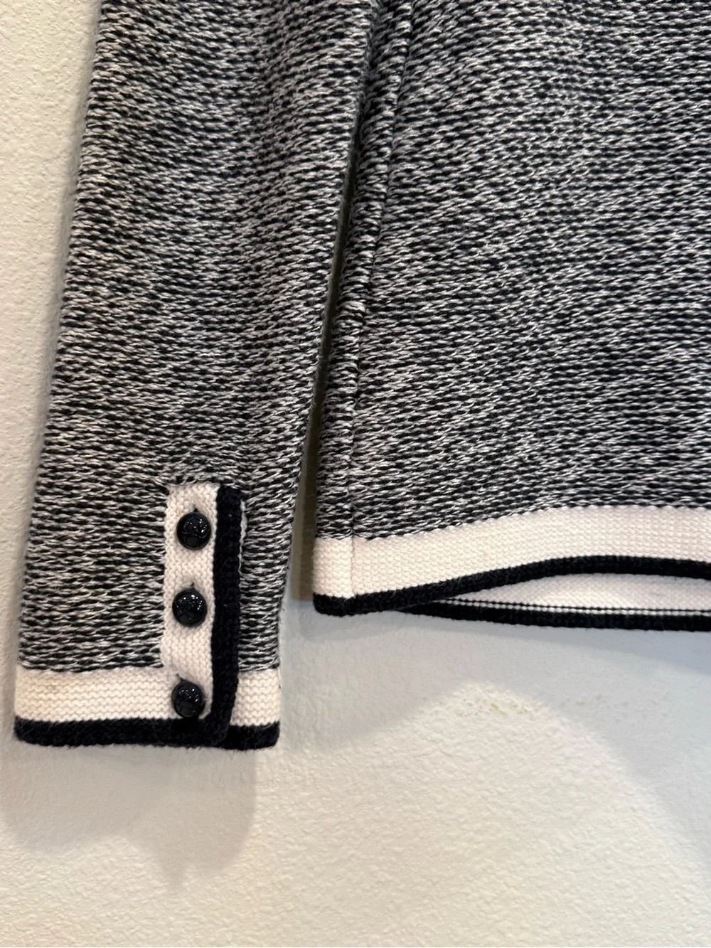 Quiet Luxury Contrast Trim Cardigan French Chic Old Money Sweater S